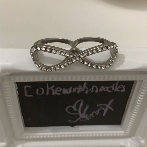 Silver cz double infinity ring - Picture 1 of 5